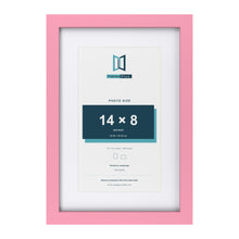 Baby Pink 18 x 12 inch picture frame with a white mount for a 14 x 8 inch photo