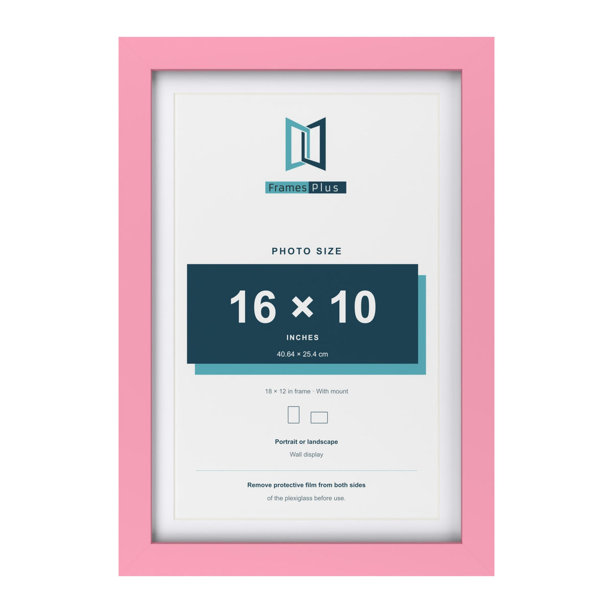 Baby Pink 18 x 12 inch picture frame with a white mount for a 16 x 10 inch photo