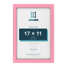 Baby Pink 18 x 12 inch picture frame with a white mount for a 17 x 11 inch photo