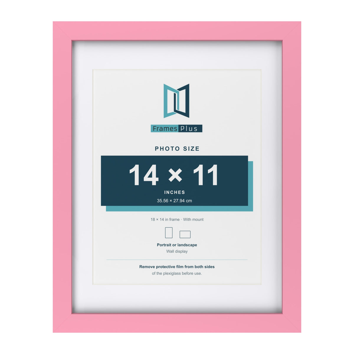 Baby Pink 18 x 14 inch picture frame with a white mount for a 14 x 11 inch photo