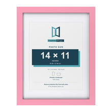Baby Pink 18 x 14 inch picture frame with a white mount for a 14 x 11 inch photo