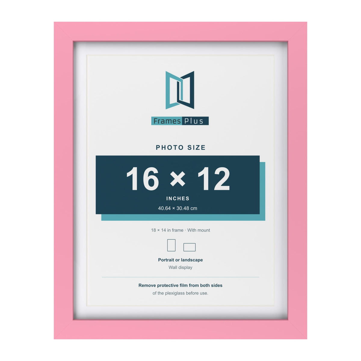 Baby Pink 18 x 14 inch picture frame with a white mount for a 16 x 12 inch photo