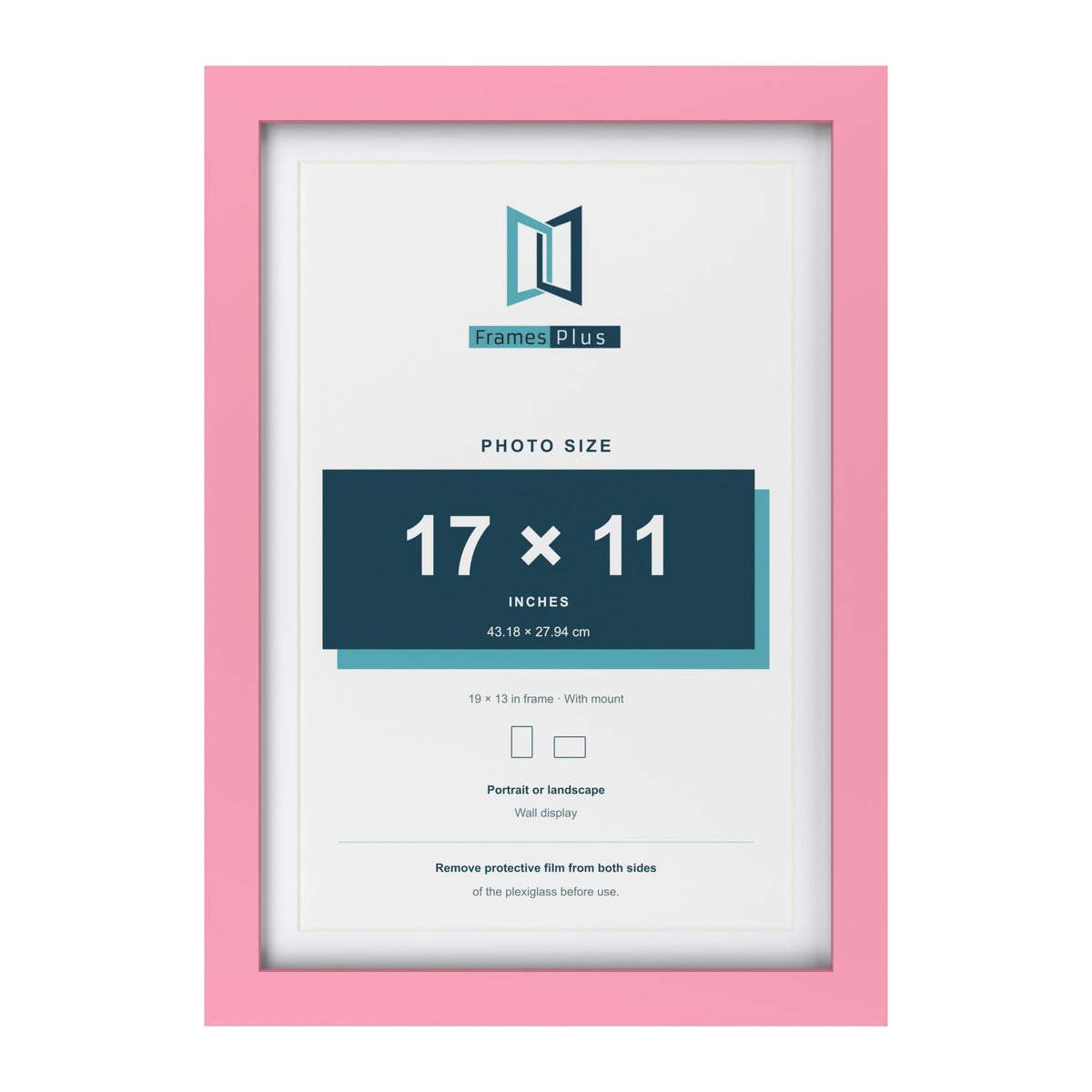 Baby Pink 19 x 13 inch picture frame with a white mount for a 17 x 11 inch photo