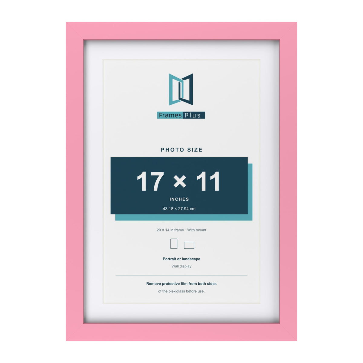 Baby Pink 20 x 14 inch picture frame with a white mount for a 17 x 11 inch photo
