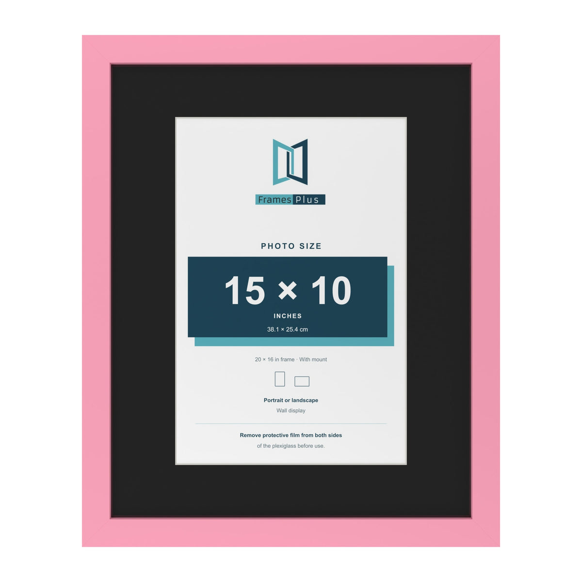 Baby Pink 20 x 16 inch picture frame with a black mount for a 15 x 10 inch photo