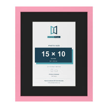 Baby Pink 20 x 16 inch picture frame with a black mount for a 15 x 10 inch photo