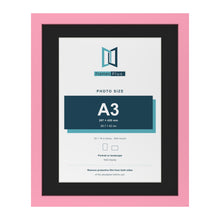 Baby Pink 20 x 16 inch picture frame with a black mount for an A3 photo