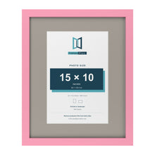 Baby Pink 20 x 16 inch picture frame with a Dawn Grey mount for a 15 x 10 inch photo