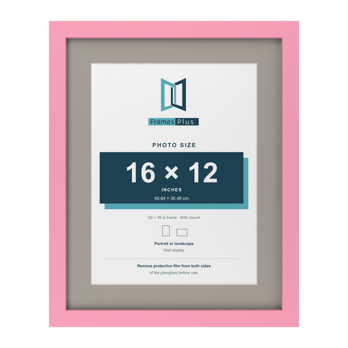 Baby Pink 20 x 16 inch picture frame with a Dawn Grey mount for a 16 x 12 inch photo