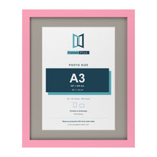Baby Pink 20 x 16 inch picture frame with a Dawn Grey mount for an A3 photo