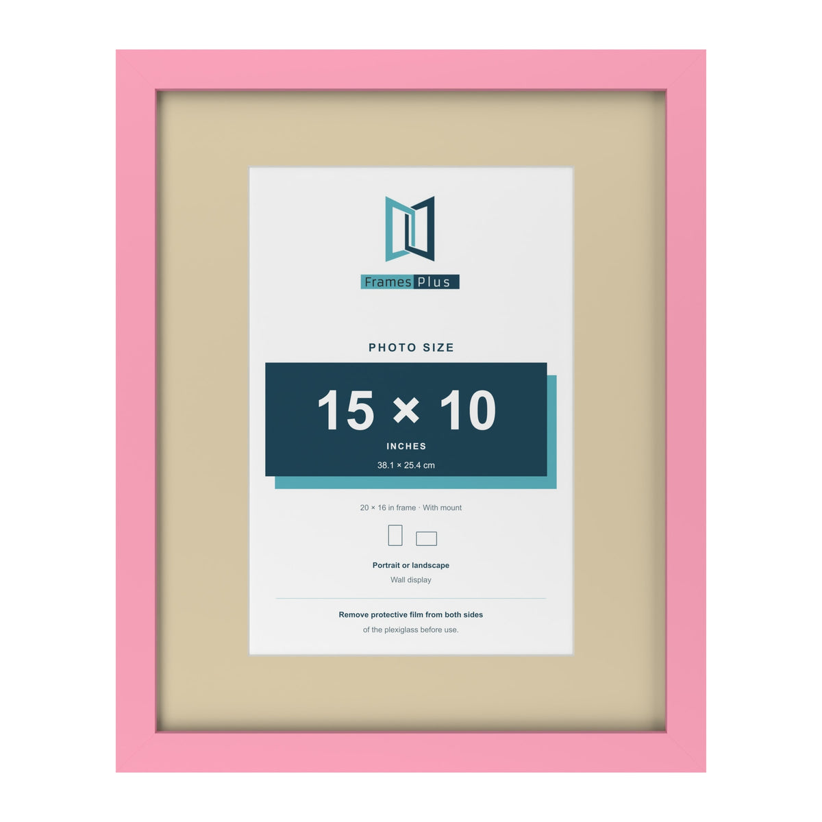 Baby Pink 20 x 16 inch picture frame with an ivory mount for a 15 x 10 inch photo