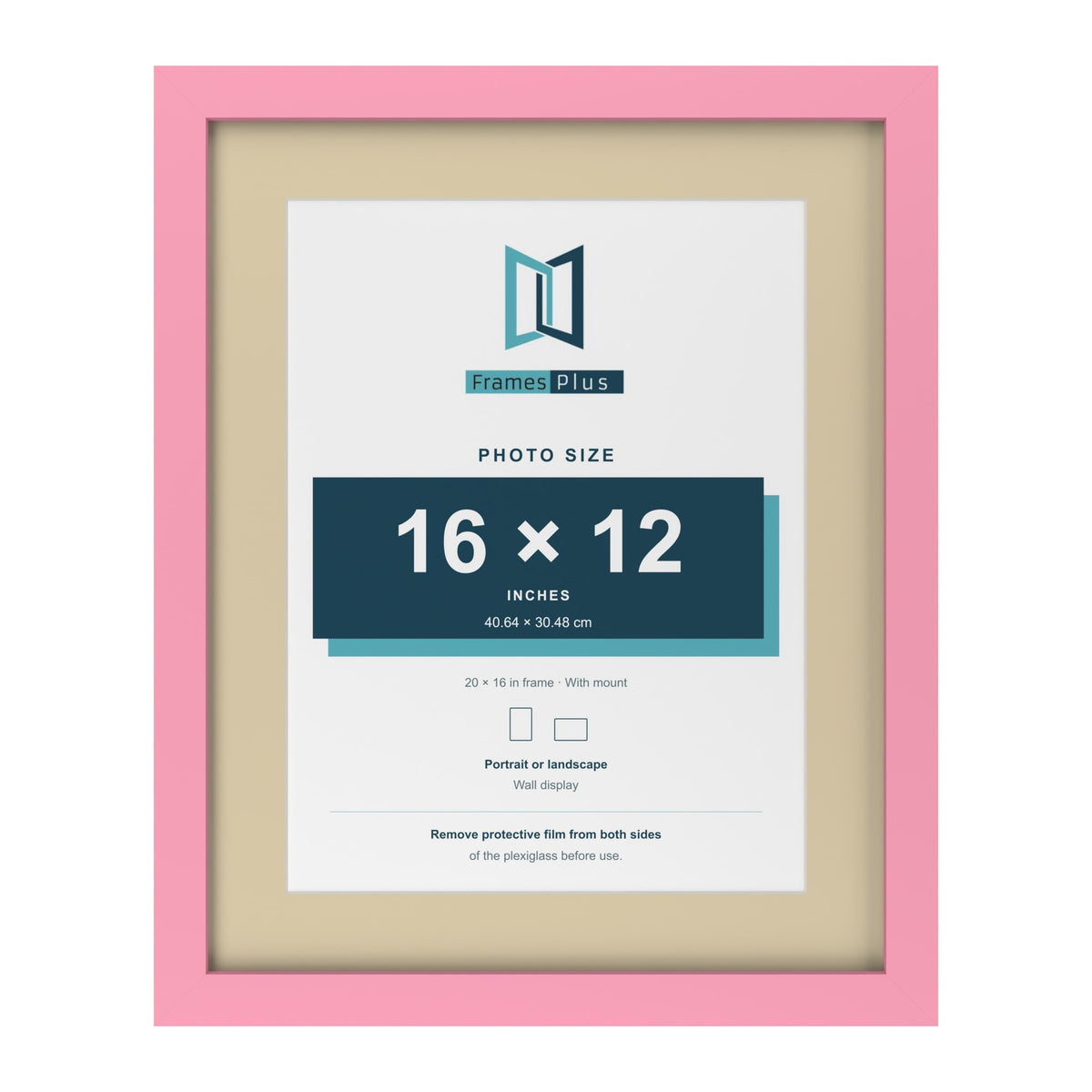 Baby Pink 20 x 16 inch picture frame with an ivory mount for a 16 x 12 inch photo