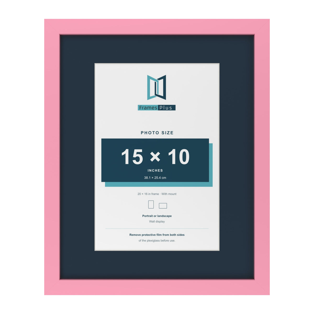 Baby Pink 20 x 16 inch picture frame with a Pacific Blue mount for a 15 x 10 inch photo