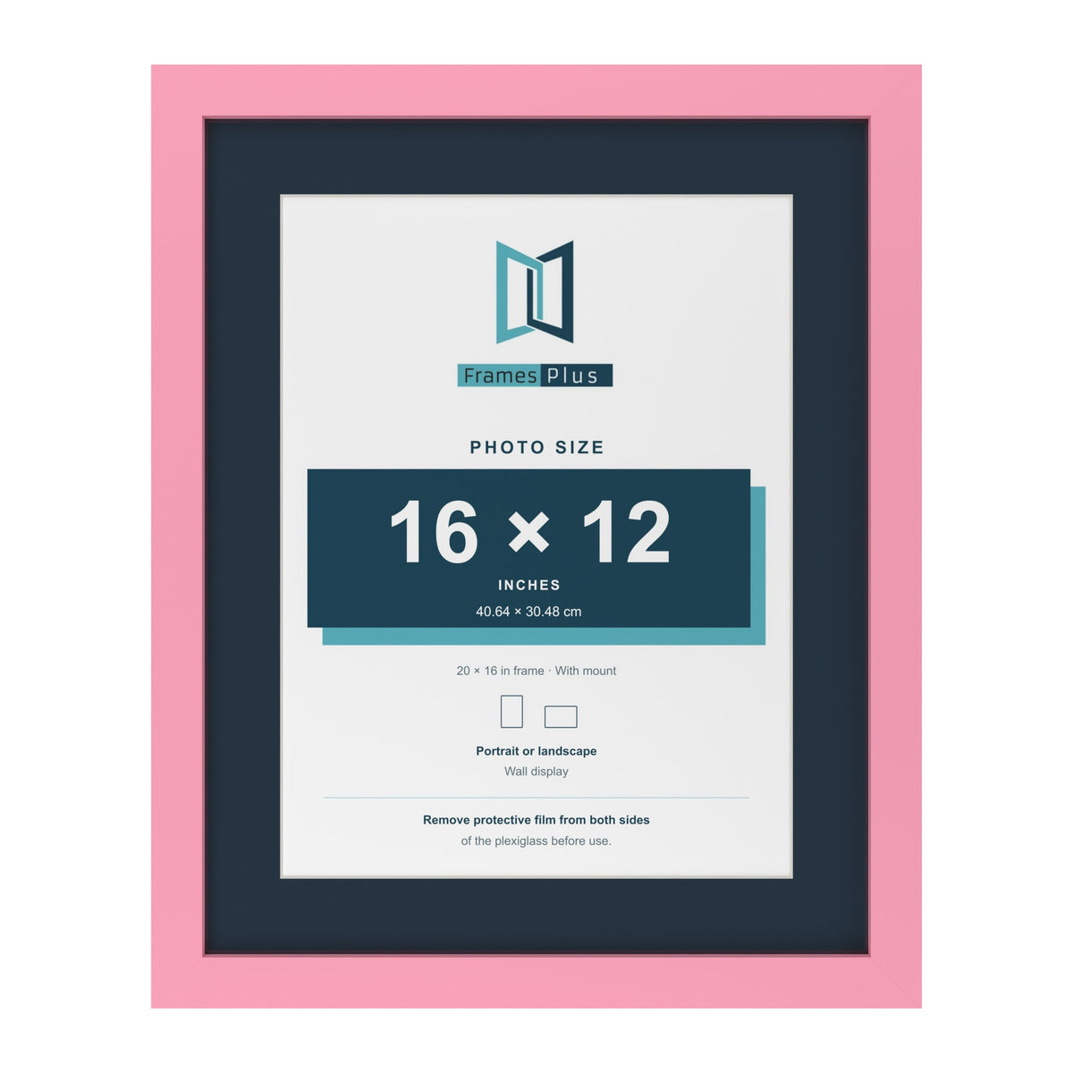 Baby Pink 20 x 16 inch picture frame with a Pacific Blue mount for a 16 x 12 inch photo