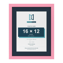 Baby Pink 20 x 16 inch picture frame with a Pacific Blue mount for a 16 x 12 inch photo
