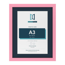 Baby Pink 20 x 16 inch picture frame with a Pacific Blue mount for an A3 photo