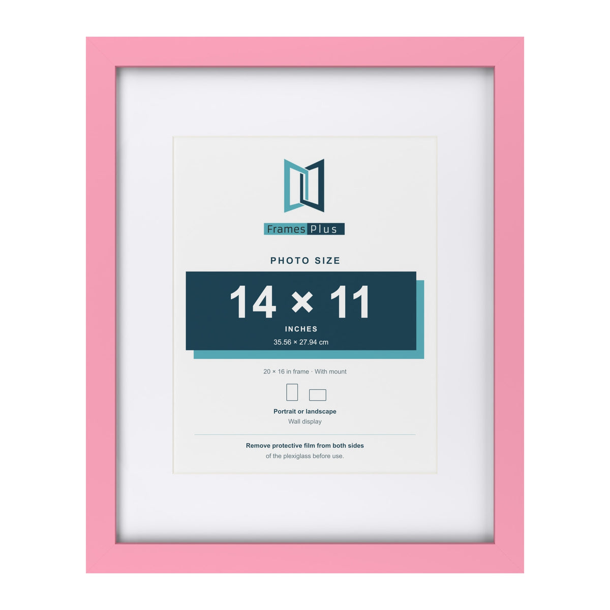 Baby Pink 20 x 16 inch picture frame with a white mount for a 14 x 11 inch photo
