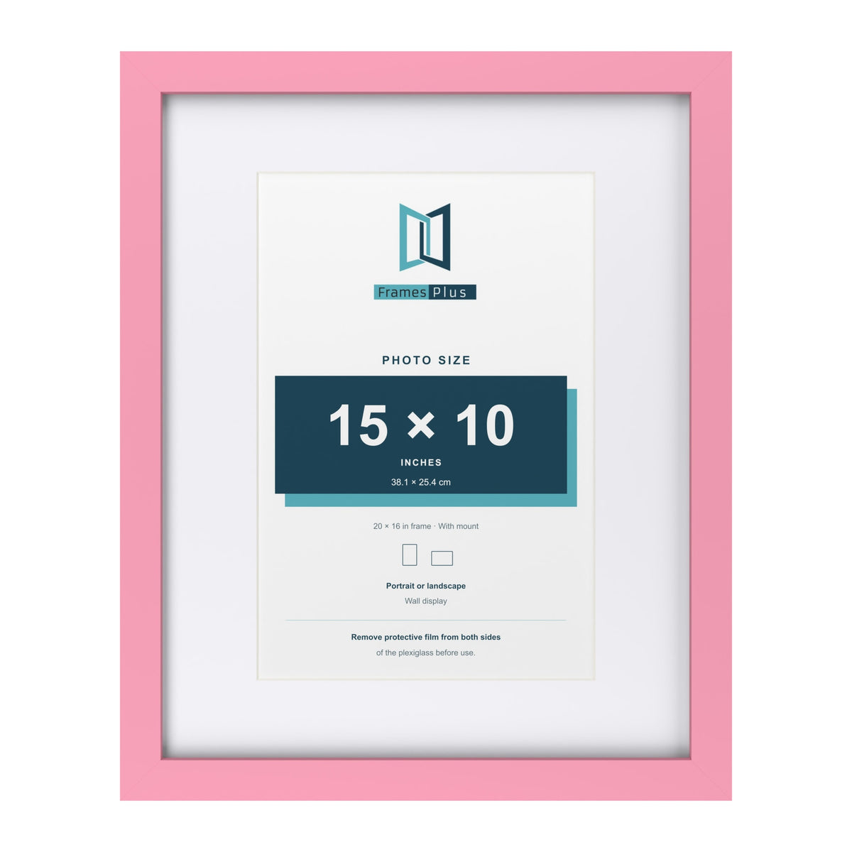 Baby Pink 20 x 16 inch picture frame with a white mount for a 15 x 10 inch photo