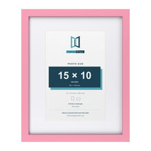 Baby Pink 20 x 16 inch picture frame with a white mount for a 15 x 10 inch photo