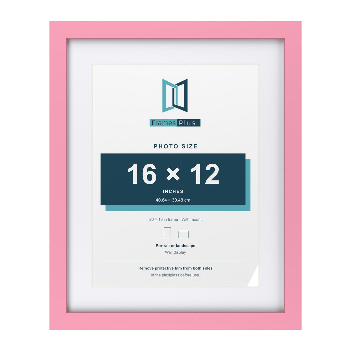 Baby Pink 20 x 16 inch picture frame with a white mount for a 16 x 12 inch photo