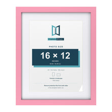 Baby Pink 20 x 16 inch picture frame with a white mount for a 16 x 12 inch photo