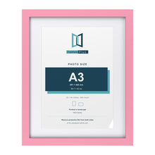 Baby Pink 20 x 16 inch picture frame with a white mount for an A3 photo