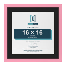Baby Pink 20 x 20 inch picture frame with a black mount for a 16 x 16 inch photo