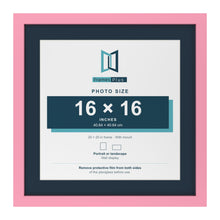 Baby Pink 20 x 20 inch picture frame with a Pacific Blue mount for a 16 x 16 inch photo