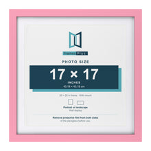 Baby Pink 20 x 20 inch picture frame with a white mount for a 17 x 17 inch photo