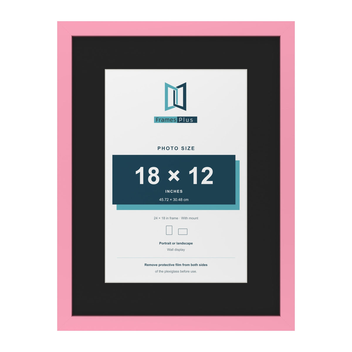 Baby Pink 24 x 18 inch picture frame with a black mount for an 18 x 12 inch photo
