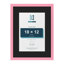 Baby Pink 24 x 18 inch picture frame with a black mount for an 18 x 12 inch photo