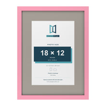 Baby Pink 24 x 18 inch picture frame with a Dawn Grey mount for an 18 x 12 inch photo