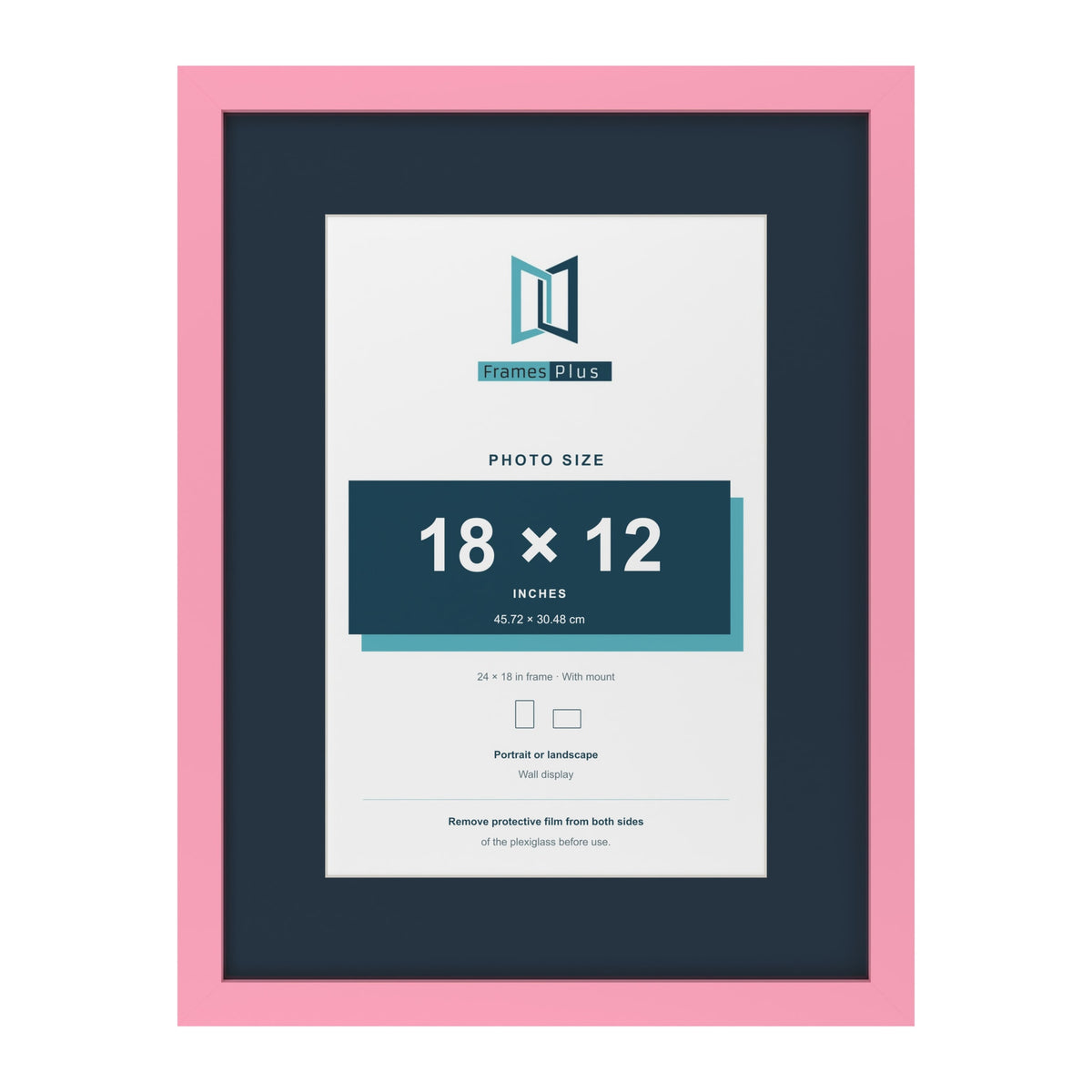 Baby Pink 24 x 18 inch picture frame with a Pacific Blue mount for an 18 x 12 inch photo