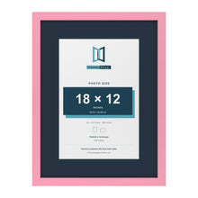 Baby Pink 24 x 18 inch picture frame with a Pacific Blue mount for an 18 x 12 inch photo
