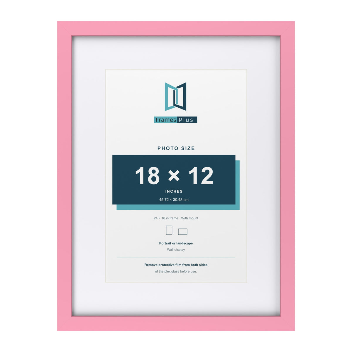 Baby Pink 24 x 18 inch picture frame with a white mount for a 18 x 12 inch photo