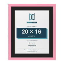 Baby Pink 24 x 20 inch picture frame with a black mount for a 20 x 16 inch photo