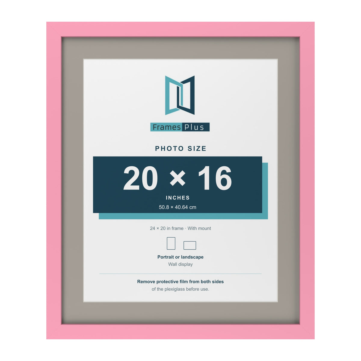 Baby Pink 24 x 20 inch picture frame with a Dawn Grey mount for a 20 x 16 inch photo