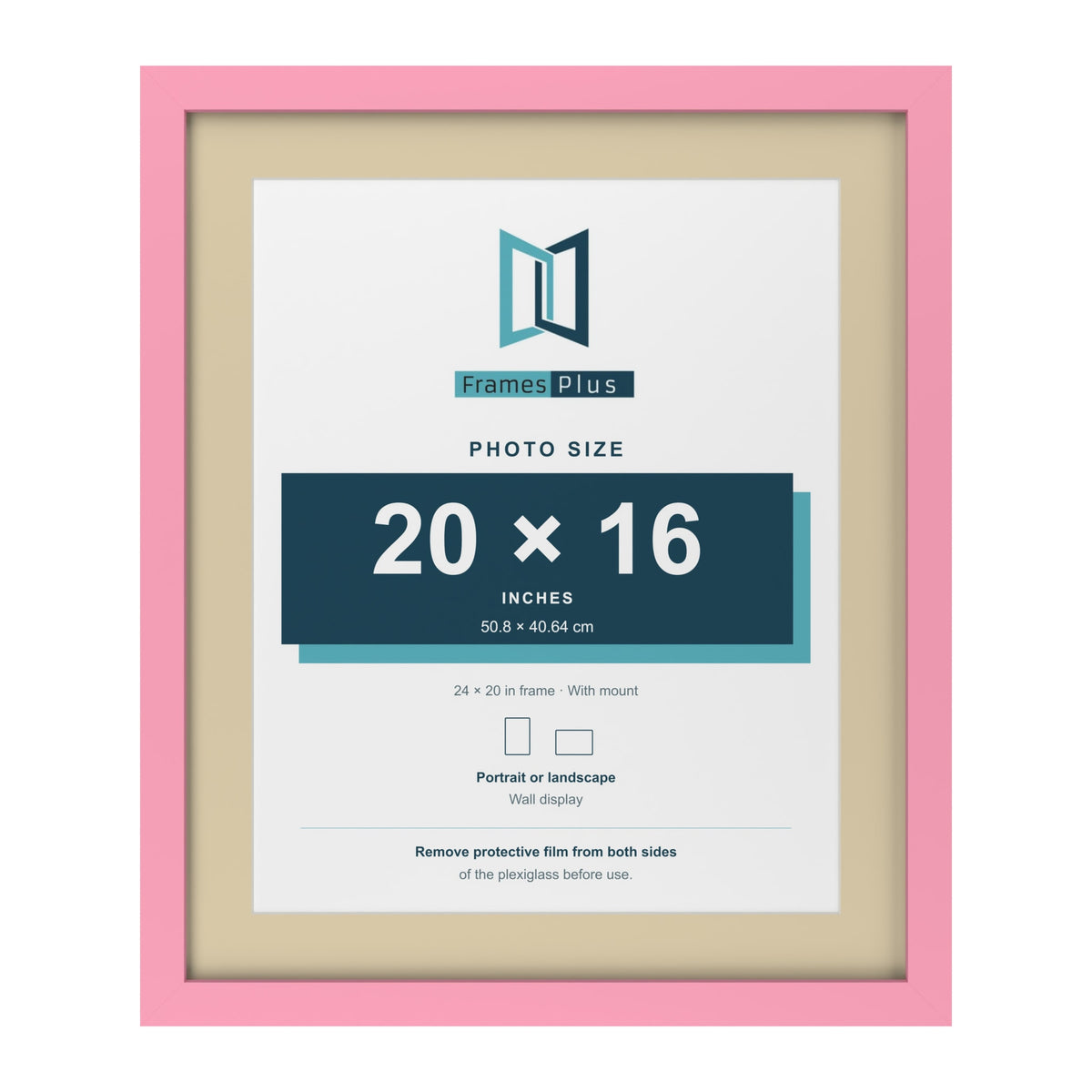 Baby Pink 24 x 20 inch picture frame with an ivory mount for a 20 x 16 inch photo