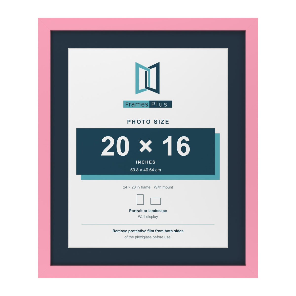 Baby Pink 24 x 20 inch picture frame with a Pacific Blue mount for a 20 x 16 inch photo
