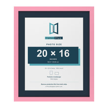 Baby Pink 24 x 20 inch picture frame with a Pacific Blue mount for a 20 x 16 inch photo