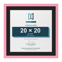 Baby Pink 24 x 24 inch picture frame with a black mount for a 20 x 20 inch photo