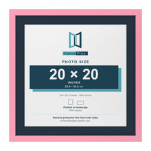 Baby Pink 24 x 24 inch picture frame with a Pacific Blue mount for a 20 x 20 inch photo