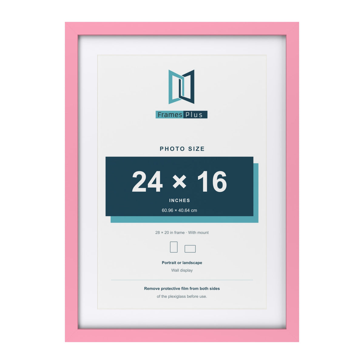 Baby Pink 28 x 20 inch picture frame with a white mount for a 24 x 16 inch photo