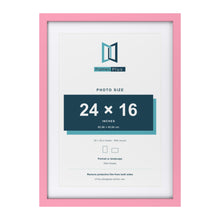 Baby Pink 28 x 20 inch picture frame with a white mount for a 24 x 16 inch photo