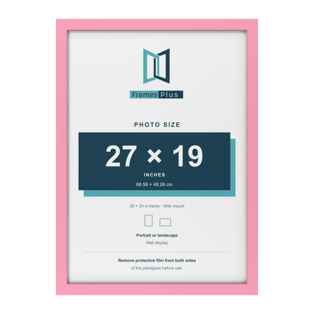 Baby Pink 28 x 20 inch picture frame with a white mount for a 27 x 19 inch photo