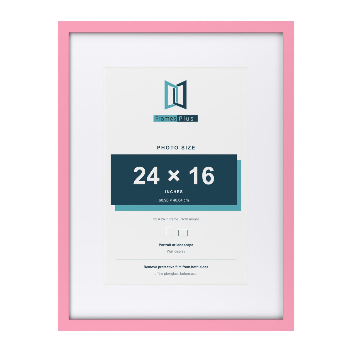 Baby Pink 32 x 24 inch picture frame with a white mount for a 24 x 16 inch photo
