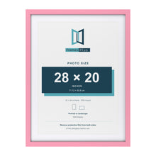 Baby Pink 32 x 24 inch picture frame with a white mount for a 28 x 20 inch photo