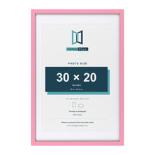 Baby Pink 36 x 24 inch picture frame with a white mount for a 30 x 20 inch photo