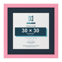 Baby Pink 40 x 40 cm picture frame with a Pacific Blue mount for a 30 x 30 cm photo