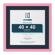 Baby Pink 50 x 50 cm picture frame with a Pacific Blue mount for a 40 x 40 cm photo
